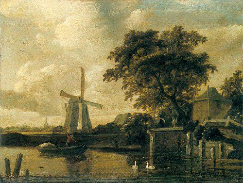 Meindert Hobbema Windmill at the Riverside Sweden oil painting art